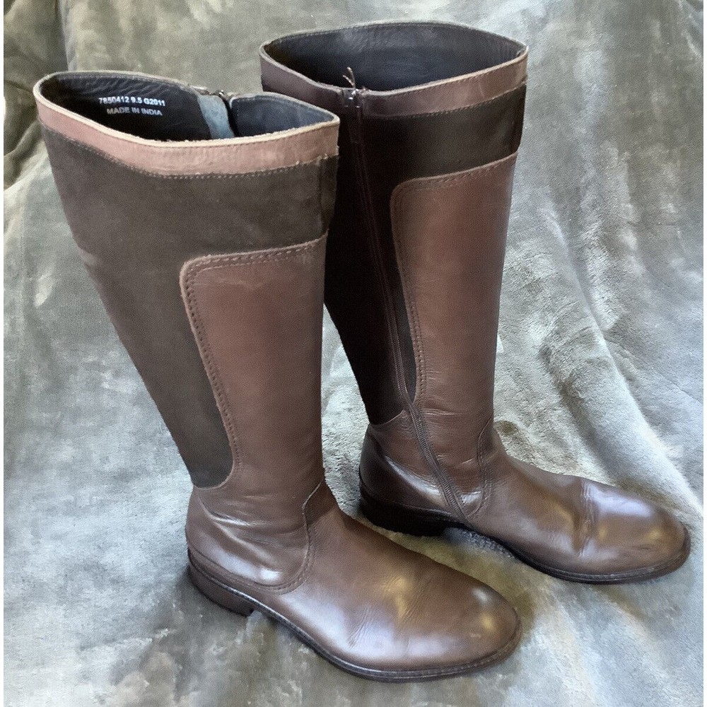 JOHNSTON & MURPHY  Lara Riding Boots Roast Leather & Suede |Brown | Women’s 9.5M